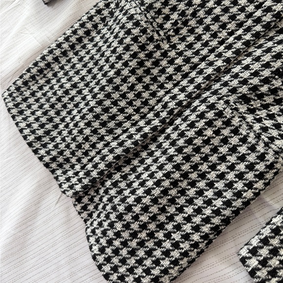 Zara Houndstooth Blazer Mini Dress Tailored Welt Pocket Sz S Retro Glam Core - Picture 13 of 16